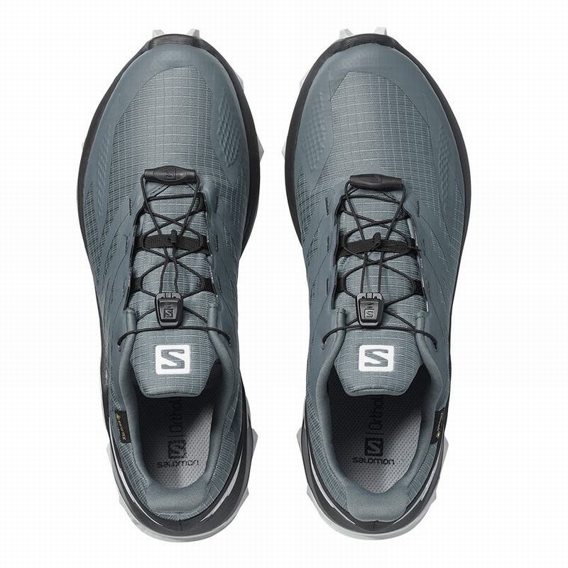 Men's Salomon SUPERCROSS BLAST GTX Trail Running Shoes Dark Blue / Black | ZIYMQE-176