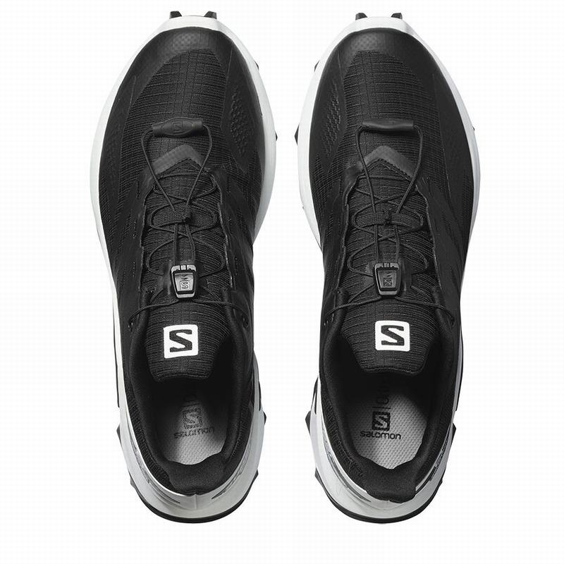 Men's Salomon SUPERCROSS BLAST Trail Running Shoes Black / White | BCZAET-608