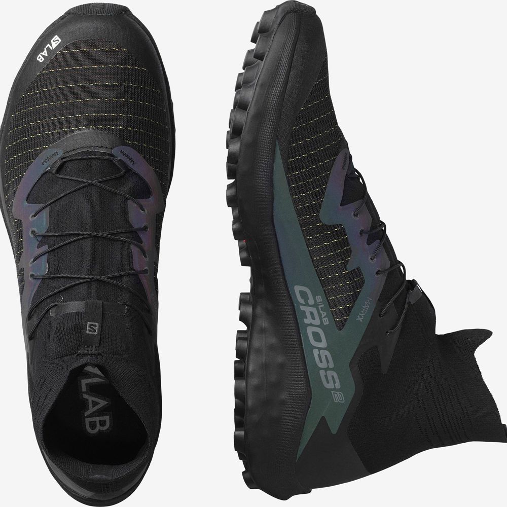 Men's Salomon S/LAB CROSS 2 Trail Running Shoes Black | GQZHTX-359