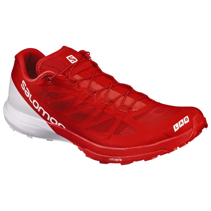 Men\'s Salomon S/LAB SENSE 6 Trail Running Shoes Red / White | TGERJB-509