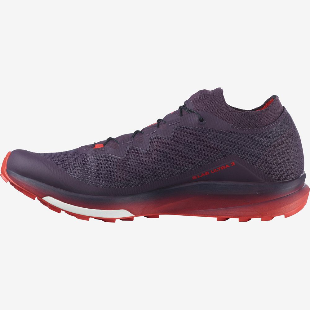 Men's Salomon S/LAB ULTRA 3 Trail Running Shoes Burgundy | MHLGAV-876