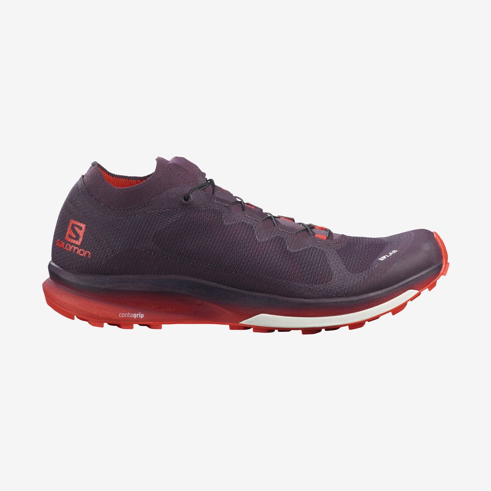 Men\'s Salomon S/LAB ULTRA 3 Trail Running Shoes Burgundy | MHLGAV-876