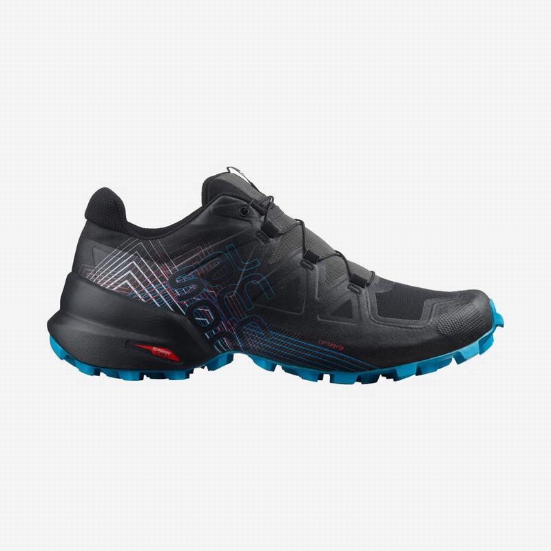 Men\'s Salomon Trail Running Shoes Black / Red | OYDSPA-290