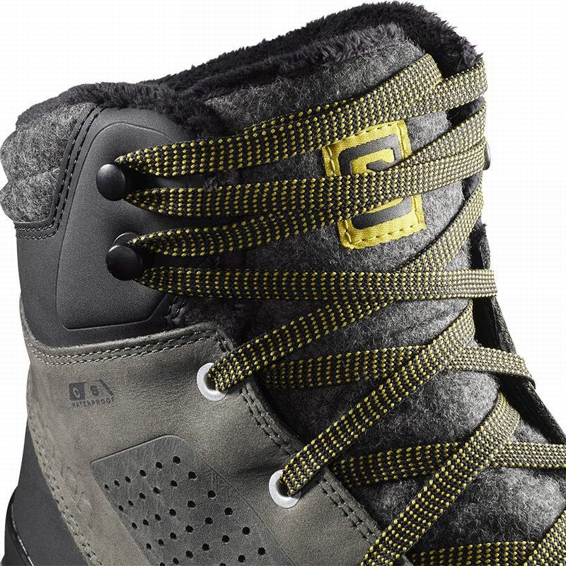 Men's Salomon UTILITY CLIMASALOMON WATERPROOF Winter Boots Khaki | GIPVOD-859