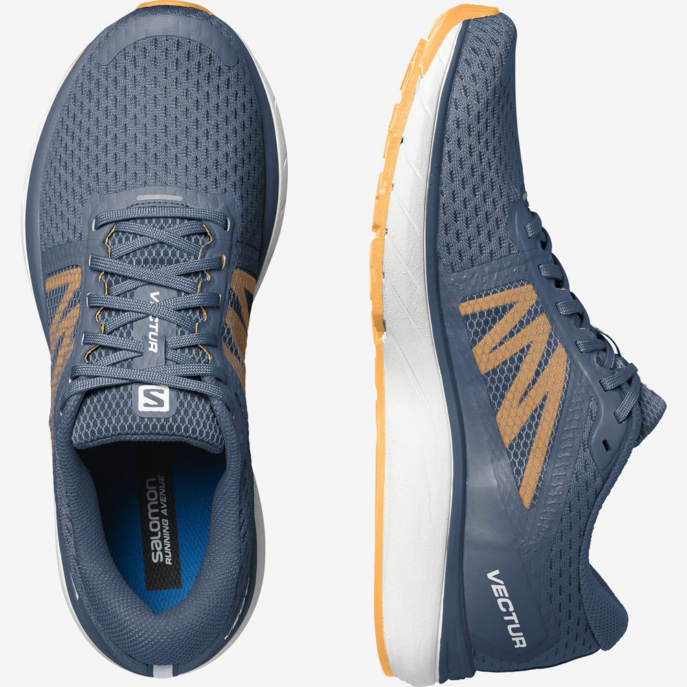 Men's Salomon VECTUR Road Running Shoes Dark Denim | KIPNXA-763