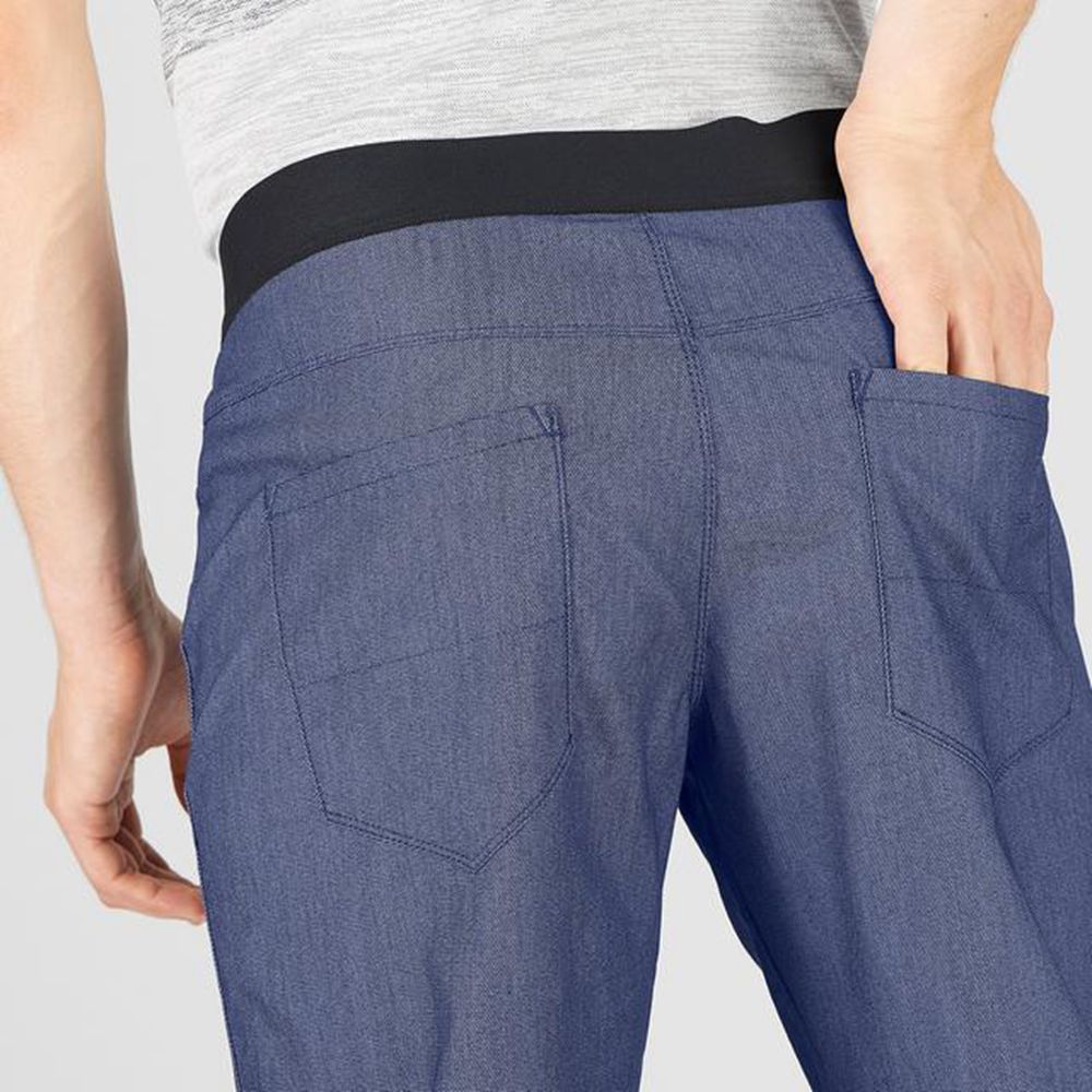 Men's Salomon WAYFARER TAPERED DENIM Pants Indigo | TECFQK-835