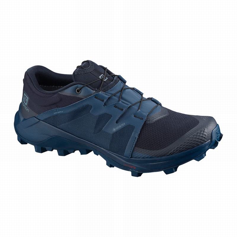 Men\'s Salomon WILDCROSS GTX Trail Running Shoes Navy | VXHTFM-846