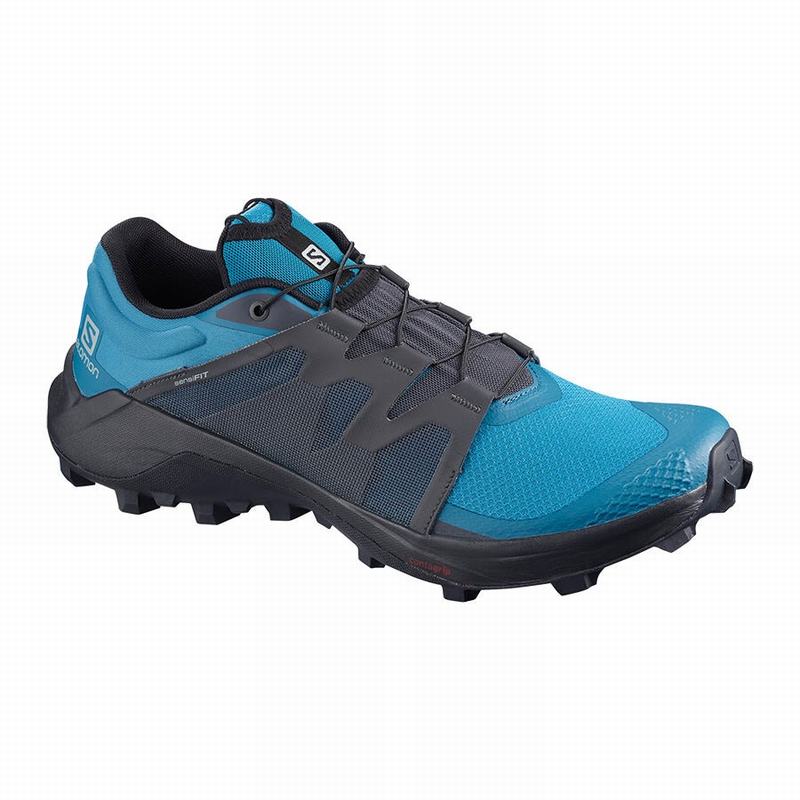 Men\'s Salomon WILDCROSS Trail Running Shoes Blue / Black | KBZOMH-650