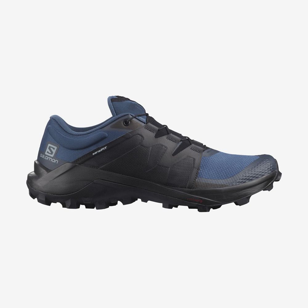 Men\'s Salomon WILDCROSS Trail Running Shoes Dark Denim / Black / Navy | SHCUIK-375