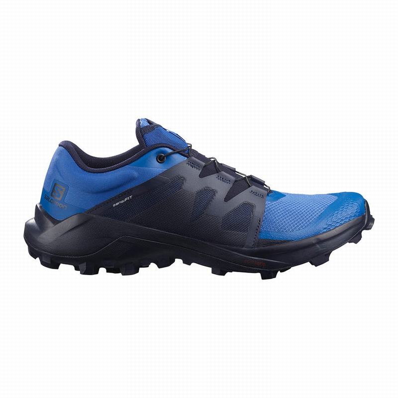 Men\'s Salomon WILDCROSS Trail Running Shoes Blue | ZXHWMG-914