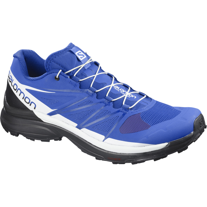 Men\'s Salomon WINGS PRO 3 Trail Running Shoes Blue / White / Black | CWAHNG-420