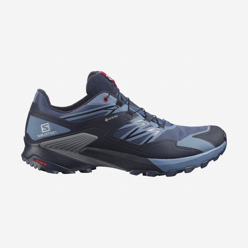 Men\'s Salomon WINGS SKY GORE-TEX Trail Running Shoes Navy / Red | MLSPOY-960