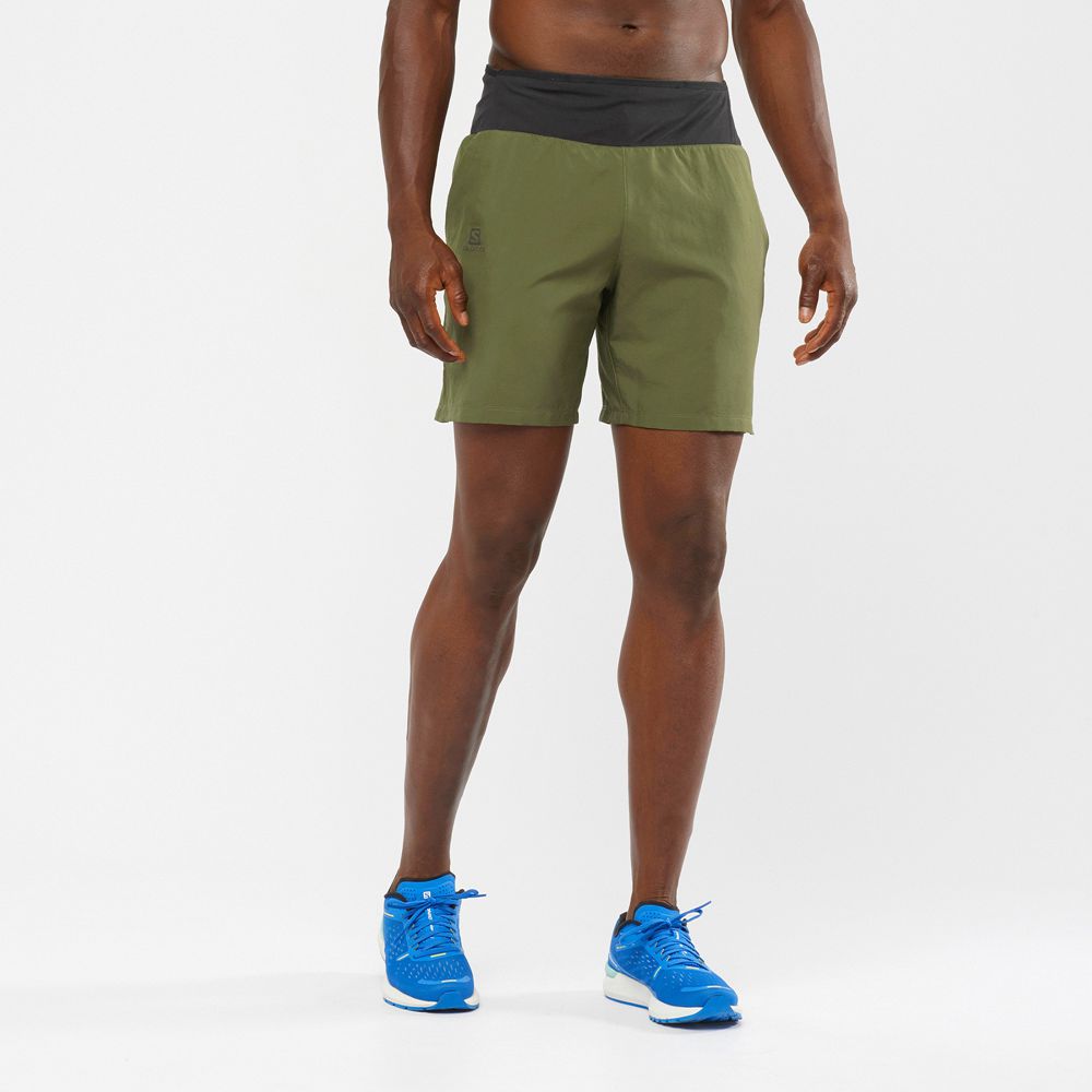 Men\'s Salomon XA 7 M Shorts Olive | OHVTJA-857