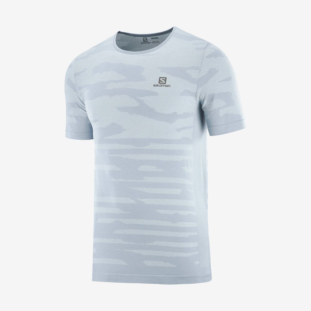 Men's Salomon XA CAMO TEE Short Sleeve T Shirts Ashley Blue | OGBEXY-320