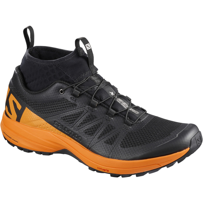 Men\'s Salomon XA ENDURO Trail Running Shoes Black / Orange | YSLDVG-437