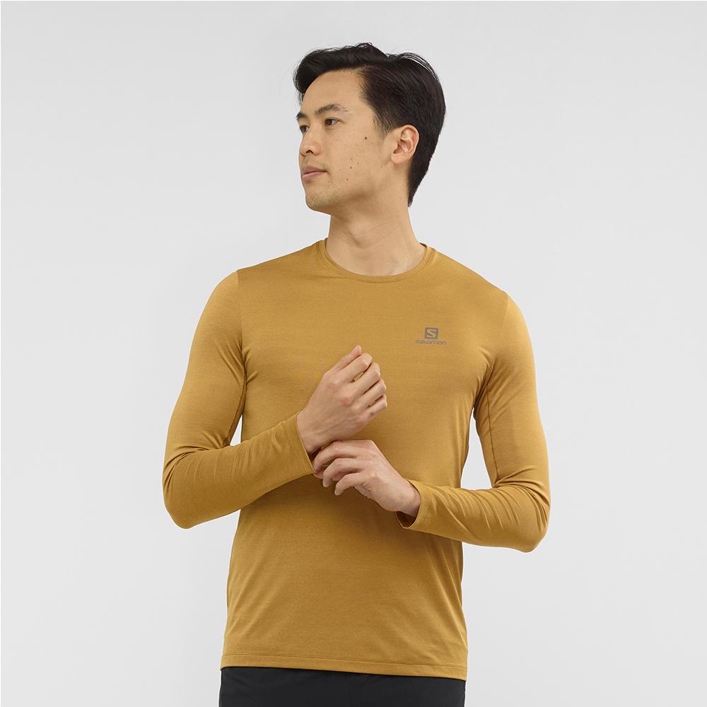 Men's Salomon XA LS M T Shirts Brown | EHWBSP-401