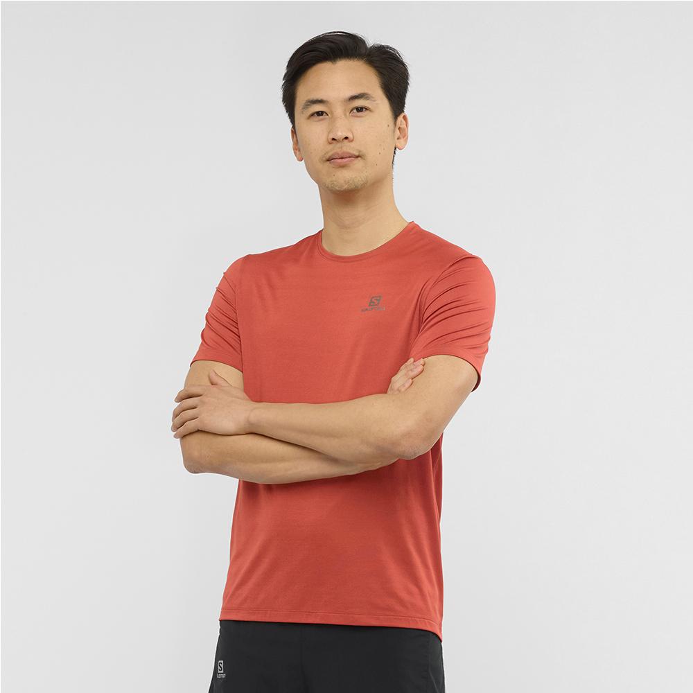 Men's Salomon XA M T Shirts Red | QEUGKF-238