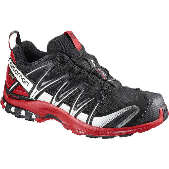 Men\'s Salomon XA PRO 3D GTX Trail Running Shoes Black / Red | TCSJLV-916