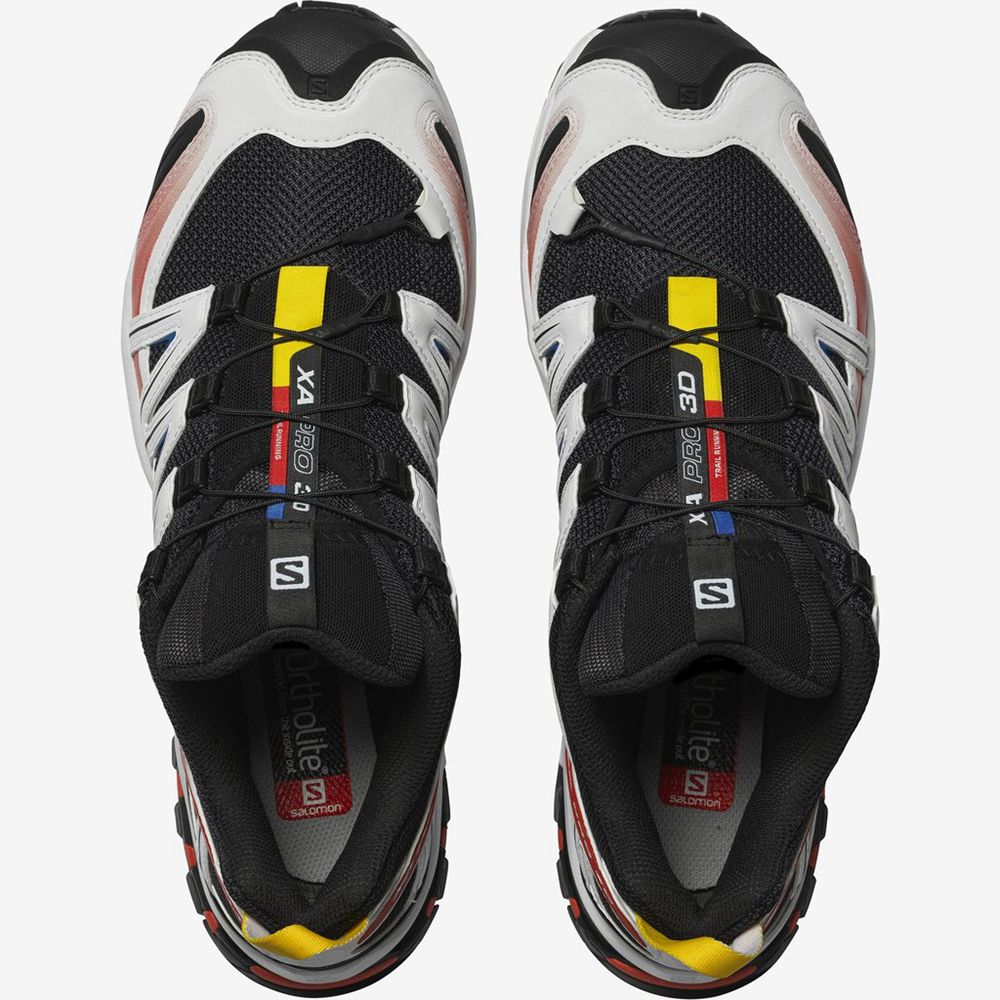 Men's Salomon XA PRO 3D RACING BK/W Trail Running Shoes Black / White | KWQFIV-583