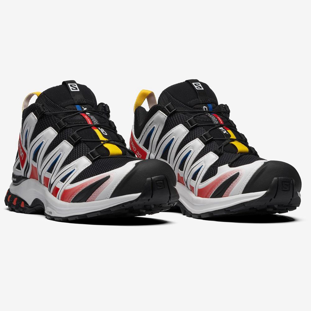 Men's Salomon XA PRO 3D RACING BK/W Trail Running Shoes Black / White | KWQFIV-583