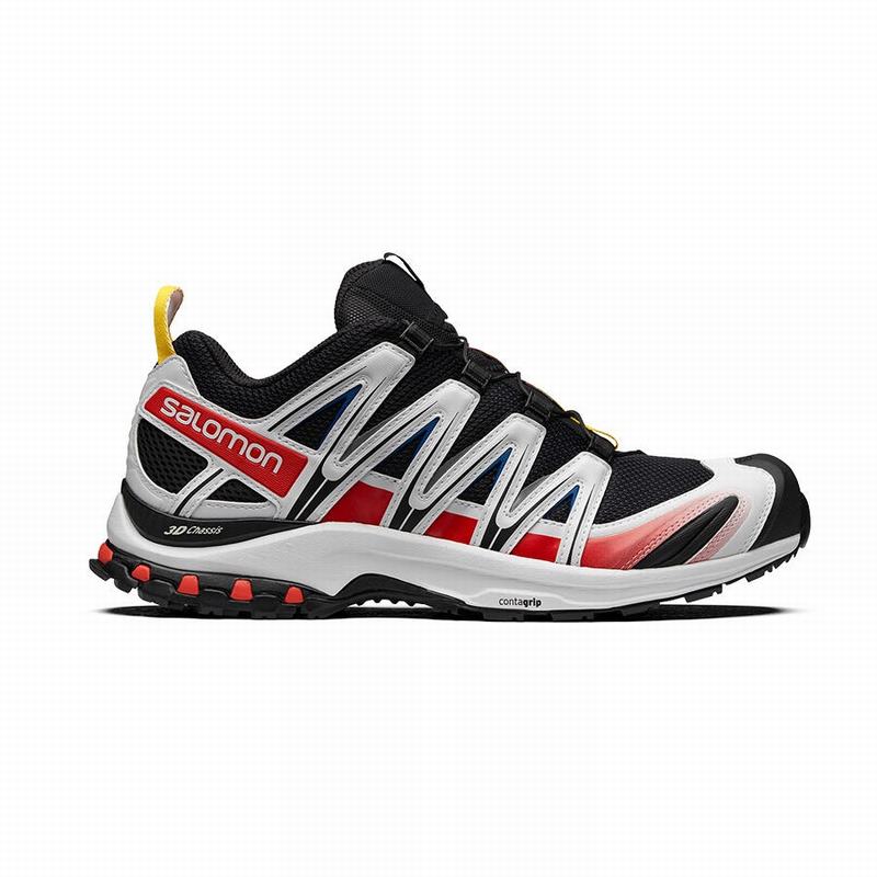 Men\'s Salomon XA PRO 3D RACING Trail Running Shoes Black / White | LZVBKA-764