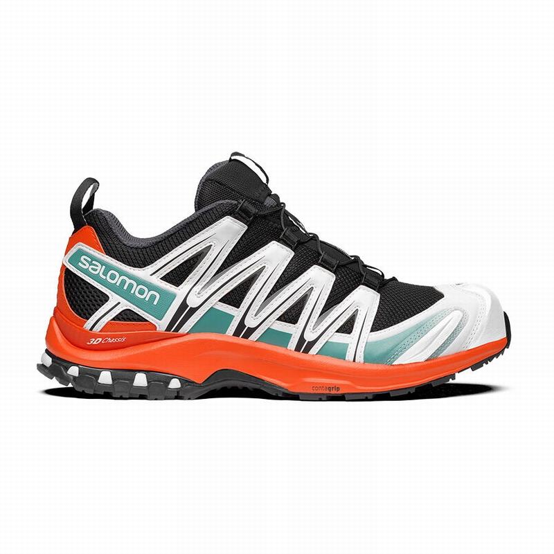 Men\'s Salomon XA PRO 3D Trail Running Shoes Black / Red Orange | EAWGHY-461