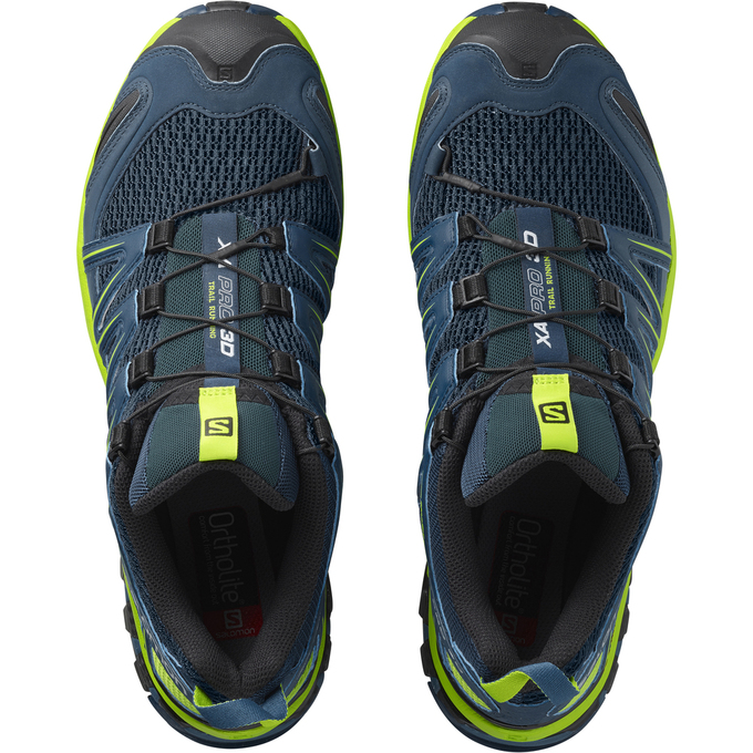 Men's Salomon XA PRO 3D Trail Running Shoes Dark Blue / Green | LSYZKD-360