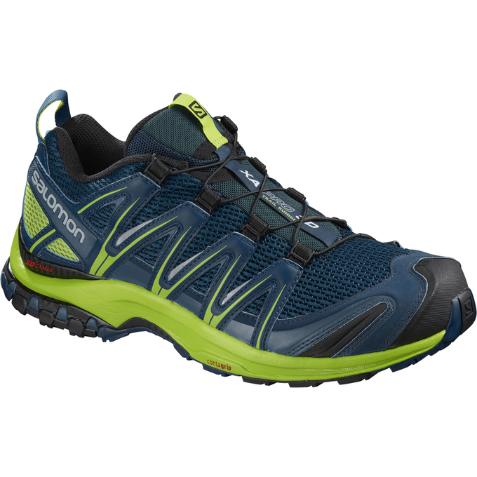Men\'s Salomon XA PRO 3D Trail Running Shoes Dark Blue / Green | LSYZKD-360