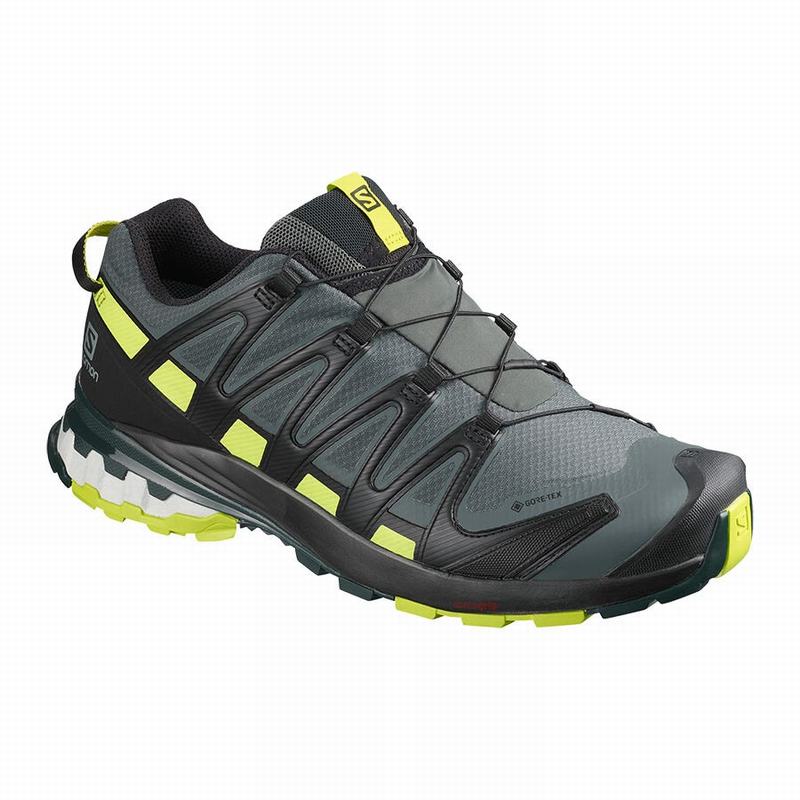 Men\'s Salomon XA PRO 3D V8 GORE-TEX Hiking Shoes Black / Light Green | MIQEHF-730