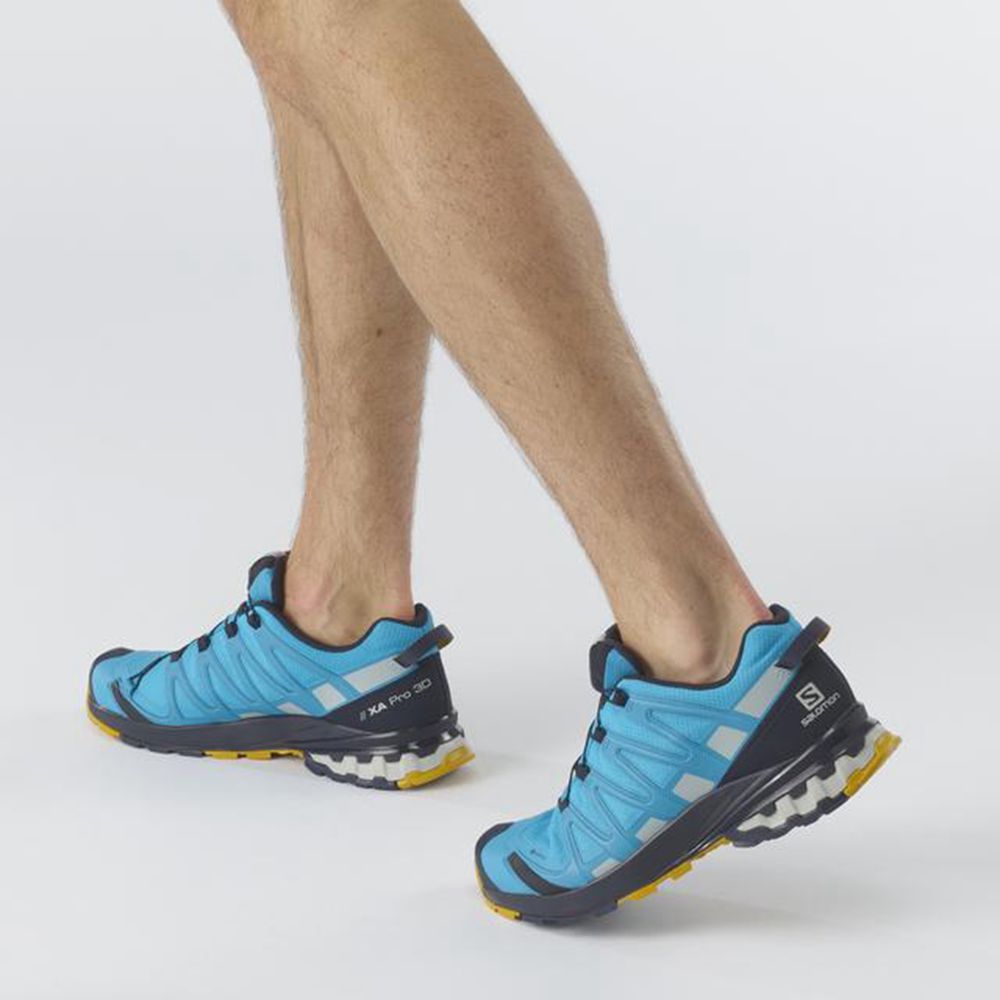 Men's Salomon XA PRO 3D V8 GORE-TEX Hiking Shoes Blue | TFAZXB-423