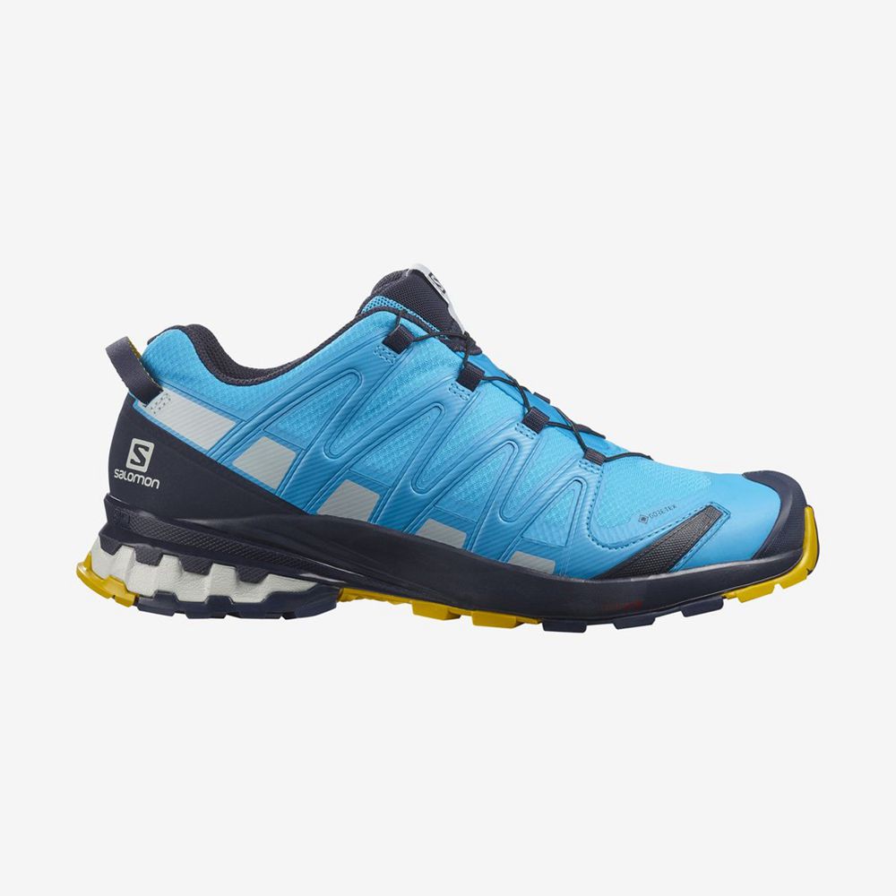 Men\'s Salomon XA PRO 3D V8 GORE-TEX Hiking Shoes Blue | TFAZXB-423