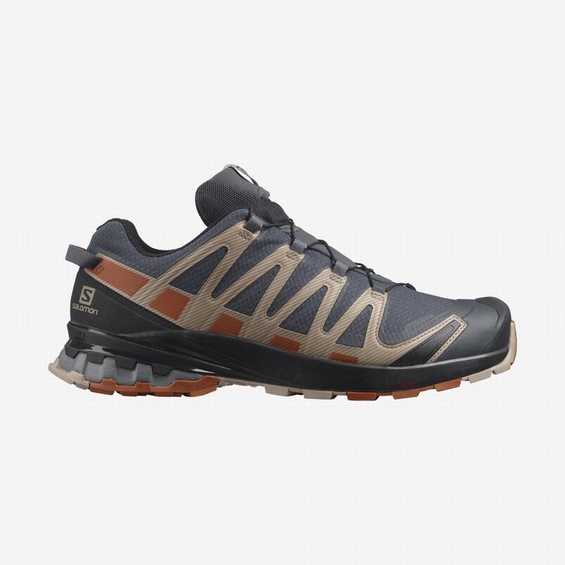 Men\'s Salomon XA PRO 3D V8 GORE-TEX WIDE Hiking Shoes Dark Blue / Black | EKOMLT-683