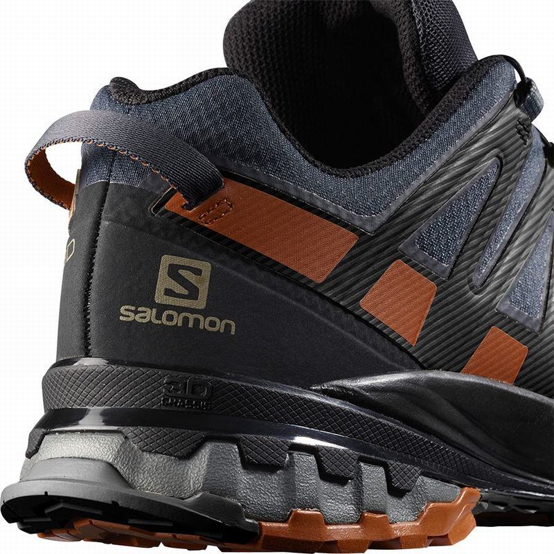 Men's Salomon XA PRO 3D V8 GORE-TEX WIDE Trail Running Shoes Dark Blue / Black | QSMLNB-738