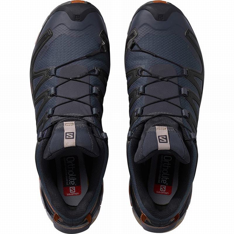 Men's Salomon XA PRO 3D V8 GORE-TEX WIDE Hiking Shoes Dark Blue / Black | ZLFCVP-530