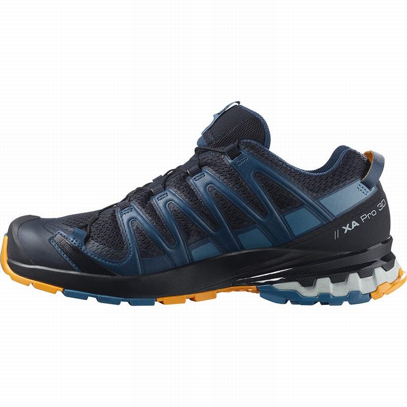 Men's Salomon XA PRO 3D V8 Hiking Shoes Navy / Blue | VHIXTR-842