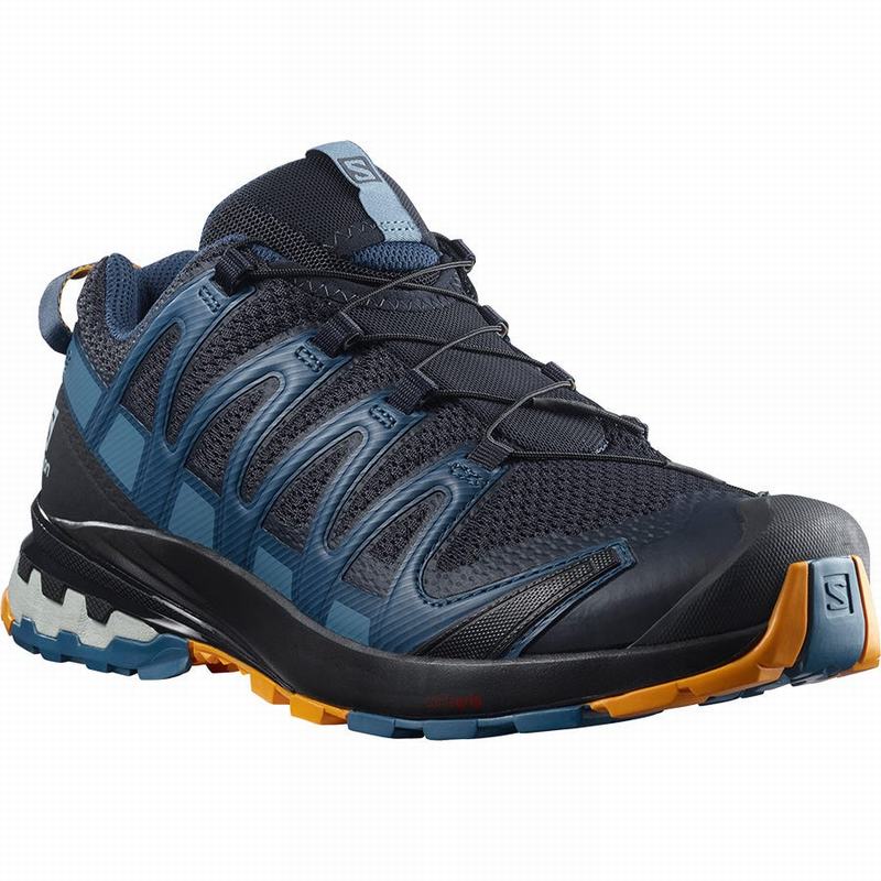 Men's Salomon XA PRO 3D V8 Hiking Shoes Navy / Blue | VHIXTR-842