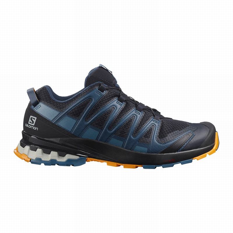 Men\'s Salomon XA PRO 3D V8 Hiking Shoes Navy / Blue | VHIXTR-842