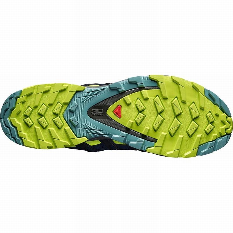 Men's Salomon XA PRO 3D V8 Hiking Shoes Navy / Light Green | XWKGSQ-762
