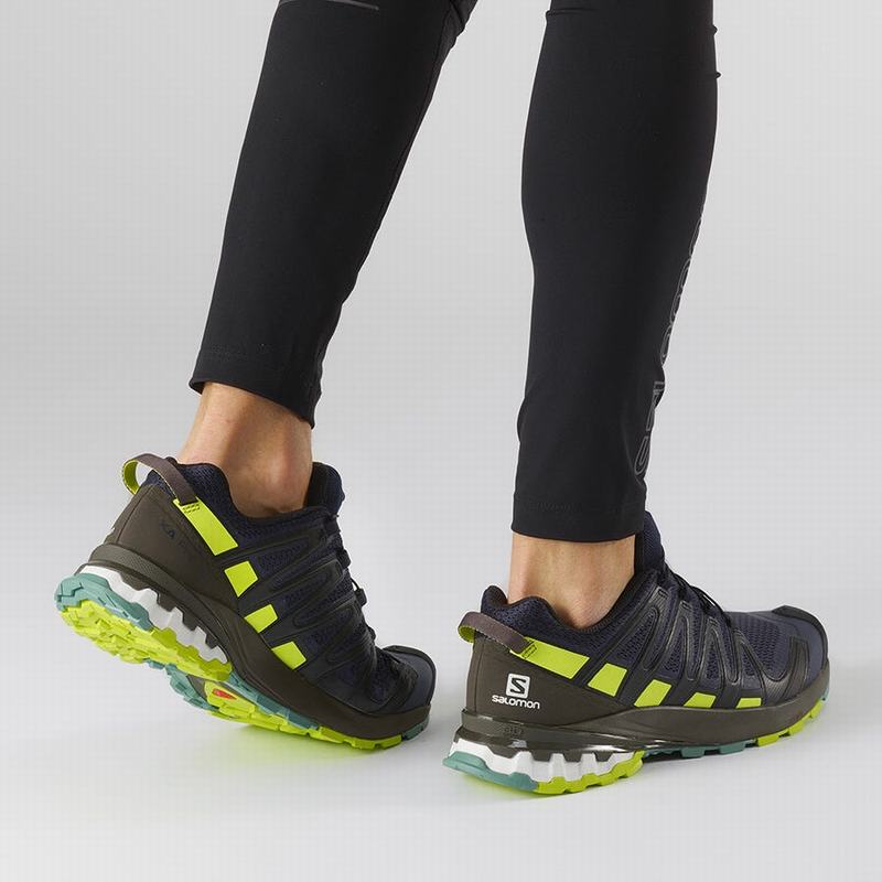 Men's Salomon XA PRO 3D V8 Hiking Shoes Navy / Light Green | XWKGSQ-762