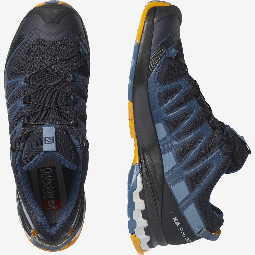 Men's Salomon XA PRO 3D V8 Trail Running Shoes Dark Denim | YWKDUI-680