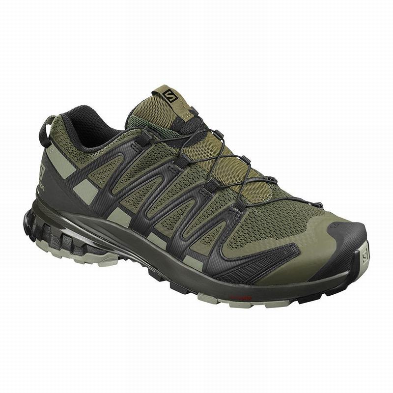 Men\'s Salomon XA PRO 3D V8 WIDE Hiking Shoes Olive | EMUDTC-956