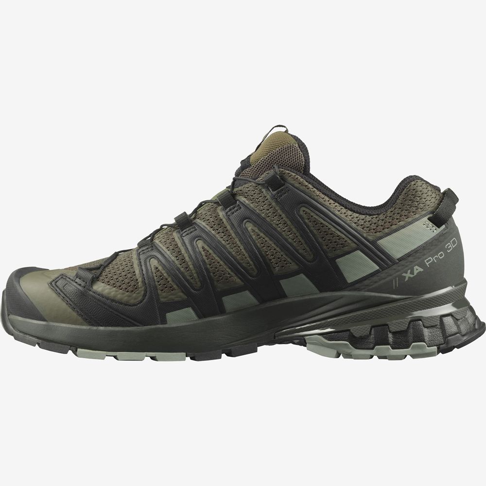 Men's Salomon XA PRO 3D V8 WIDE Trail Running Shoes Green | FAKEIU-845
