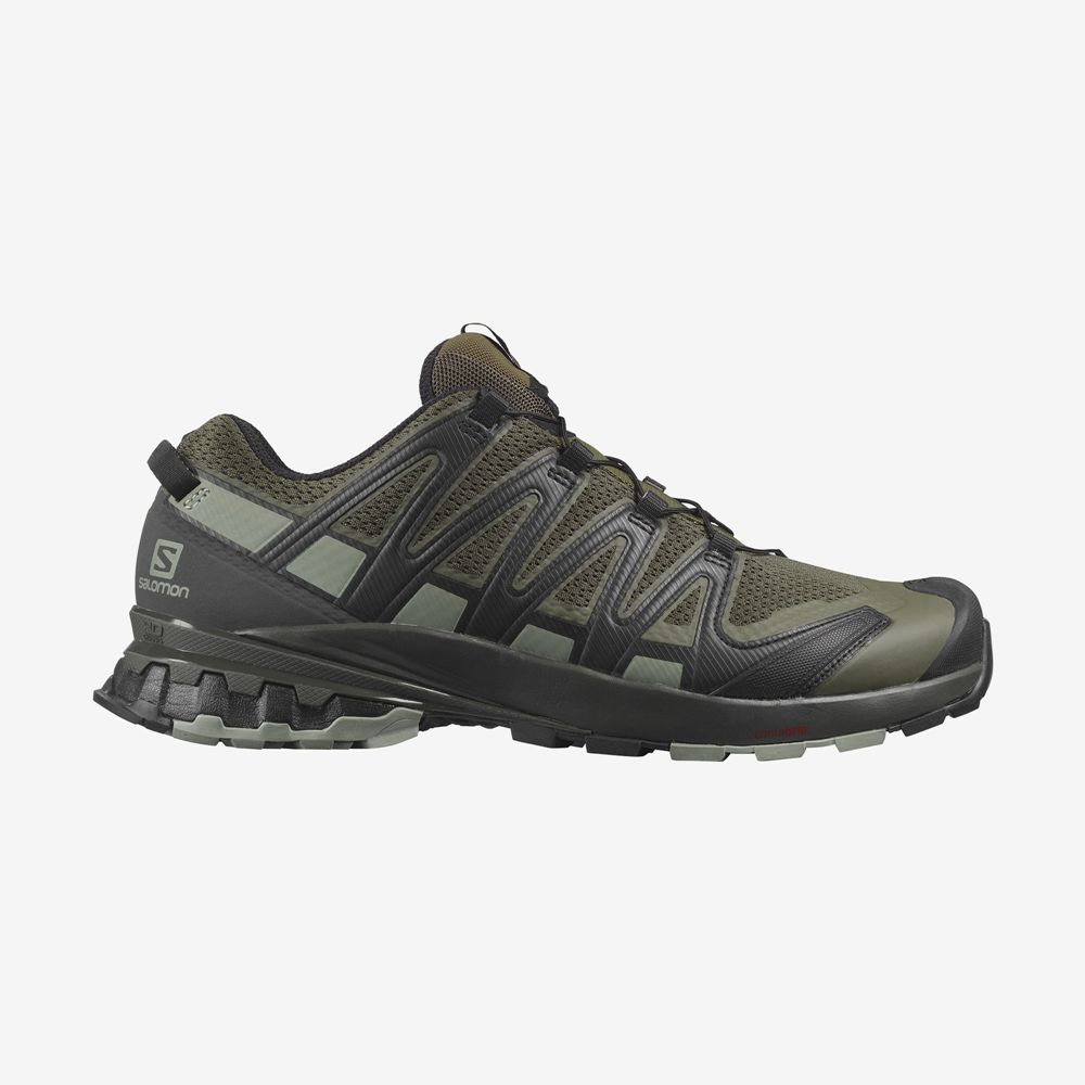 Men\'s Salomon XA PRO 3D V8 WIDE Trail Running Shoes Green | FAKEIU-845