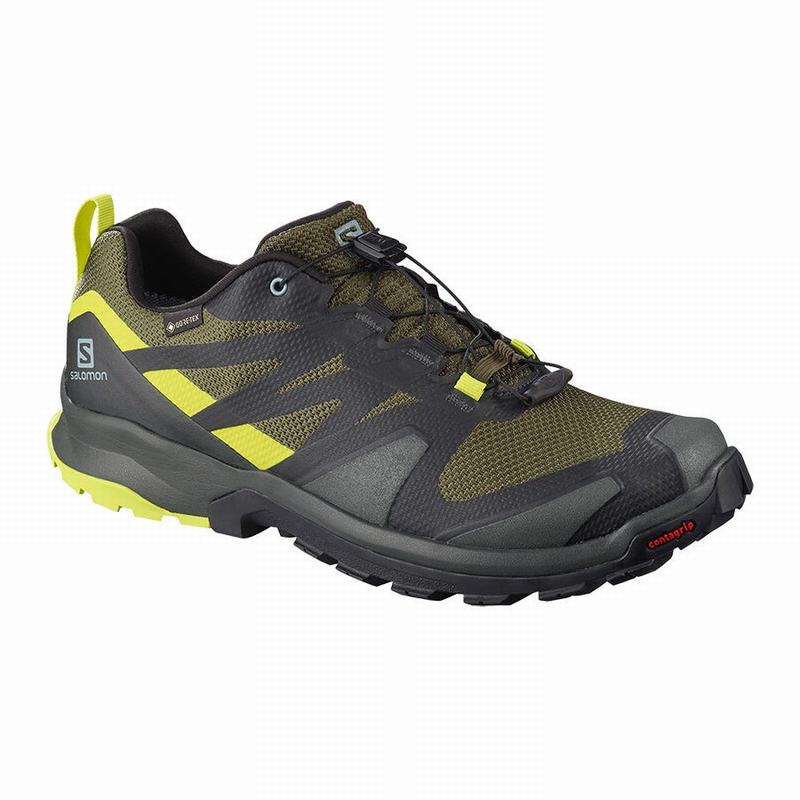 Men\'s Salomon XA ROGG GTX Hiking Shoes Olive / Light Yellow | RFOWIV-569