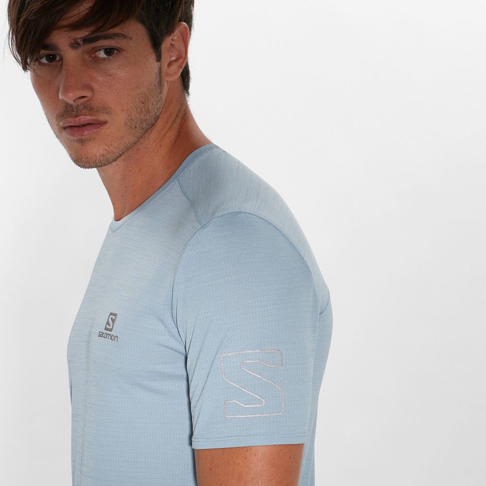 Men's Salomon XA TRAIL Short Sleeve T Shirts Ashley Blue | MNZKVA-398