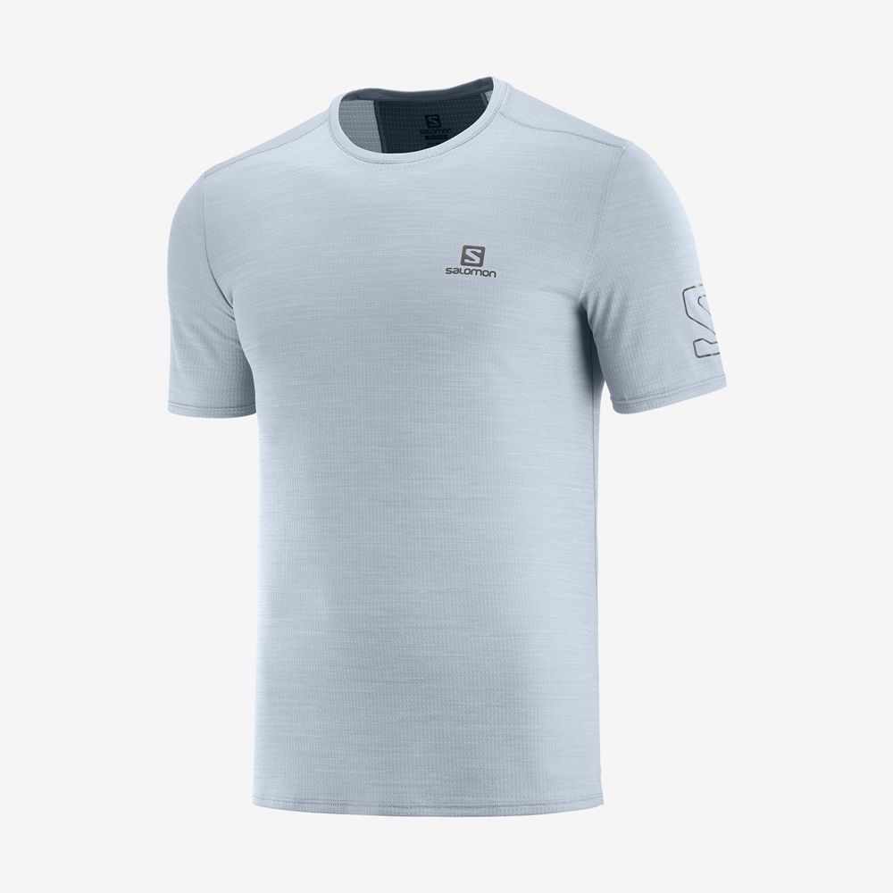 Men's Salomon XA TRAIL Short Sleeve T Shirts Ashley Blue | MNZKVA-398