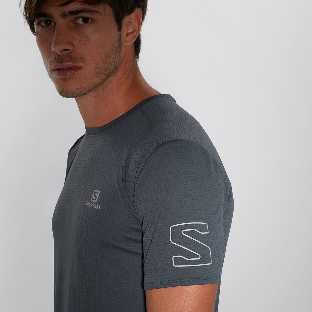 Men's Salomon XA TRAIL Short Sleeve T Shirts Dark Gery | SQHNTW-942