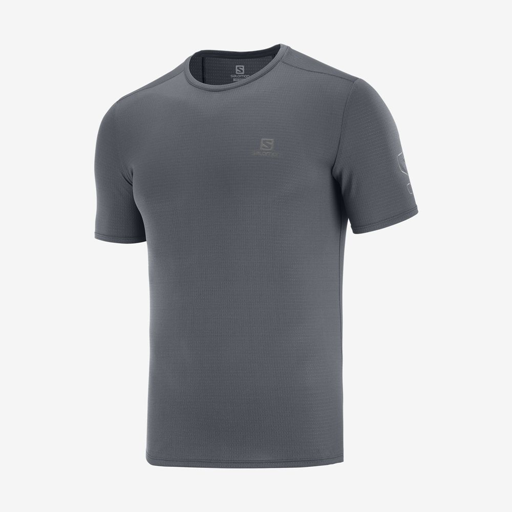 Men's Salomon XA TRAIL Short Sleeve T Shirts Dark Gery | SQHNTW-942