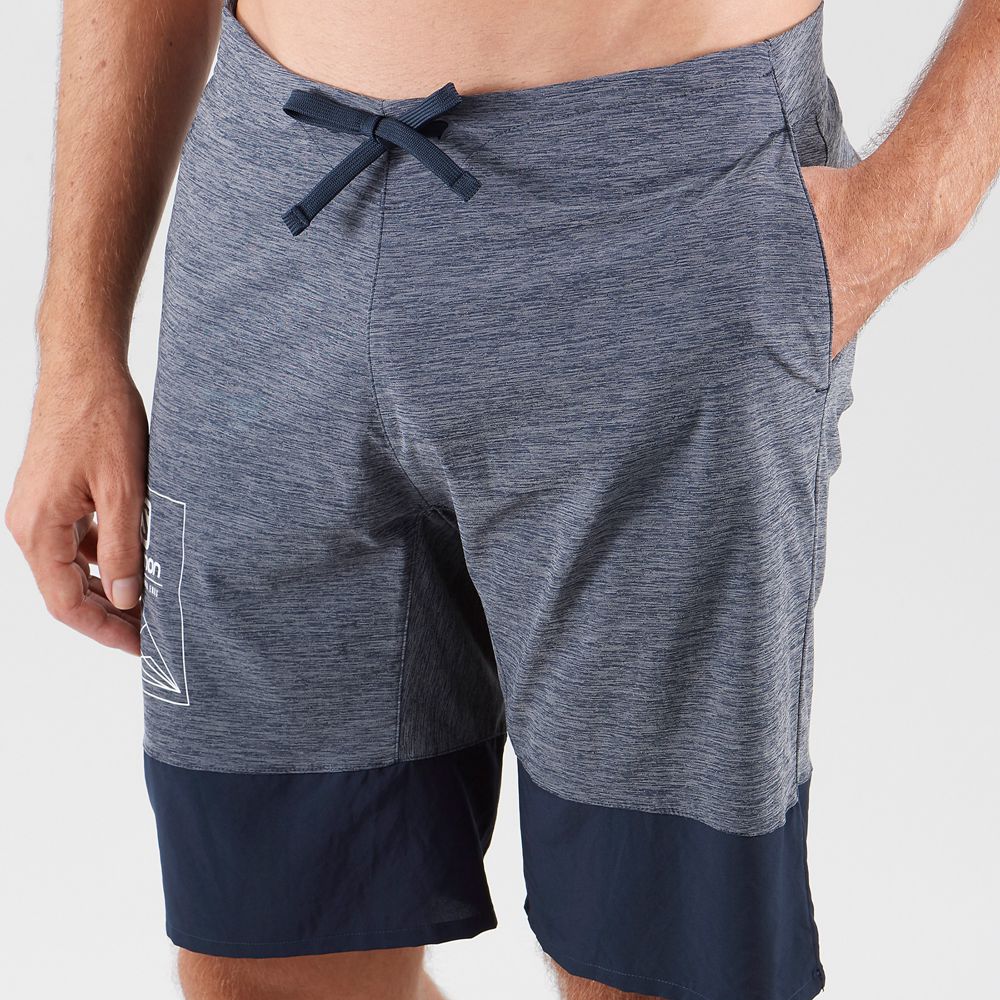 Men's Salomon XA TRAINING Shorts Grey / Navy | IKBAJN-706