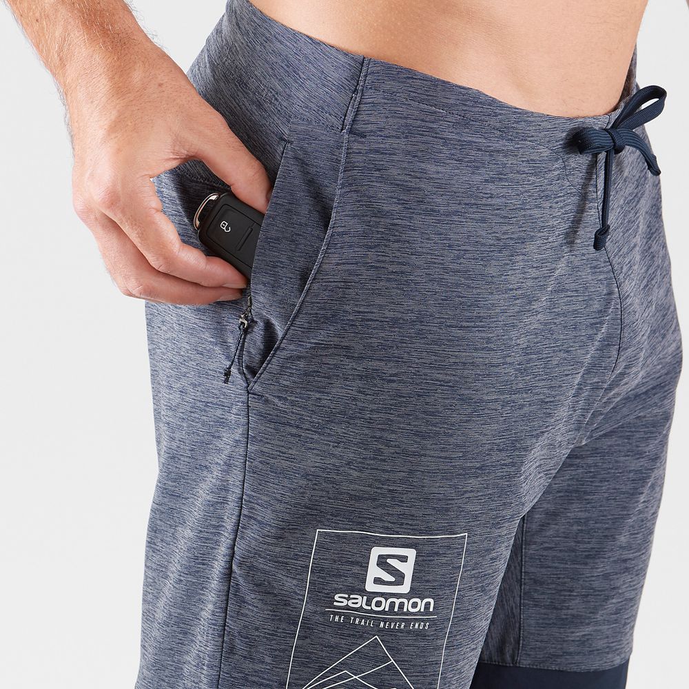 Men's Salomon XA TRAINING Shorts Grey / Navy | IKBAJN-706